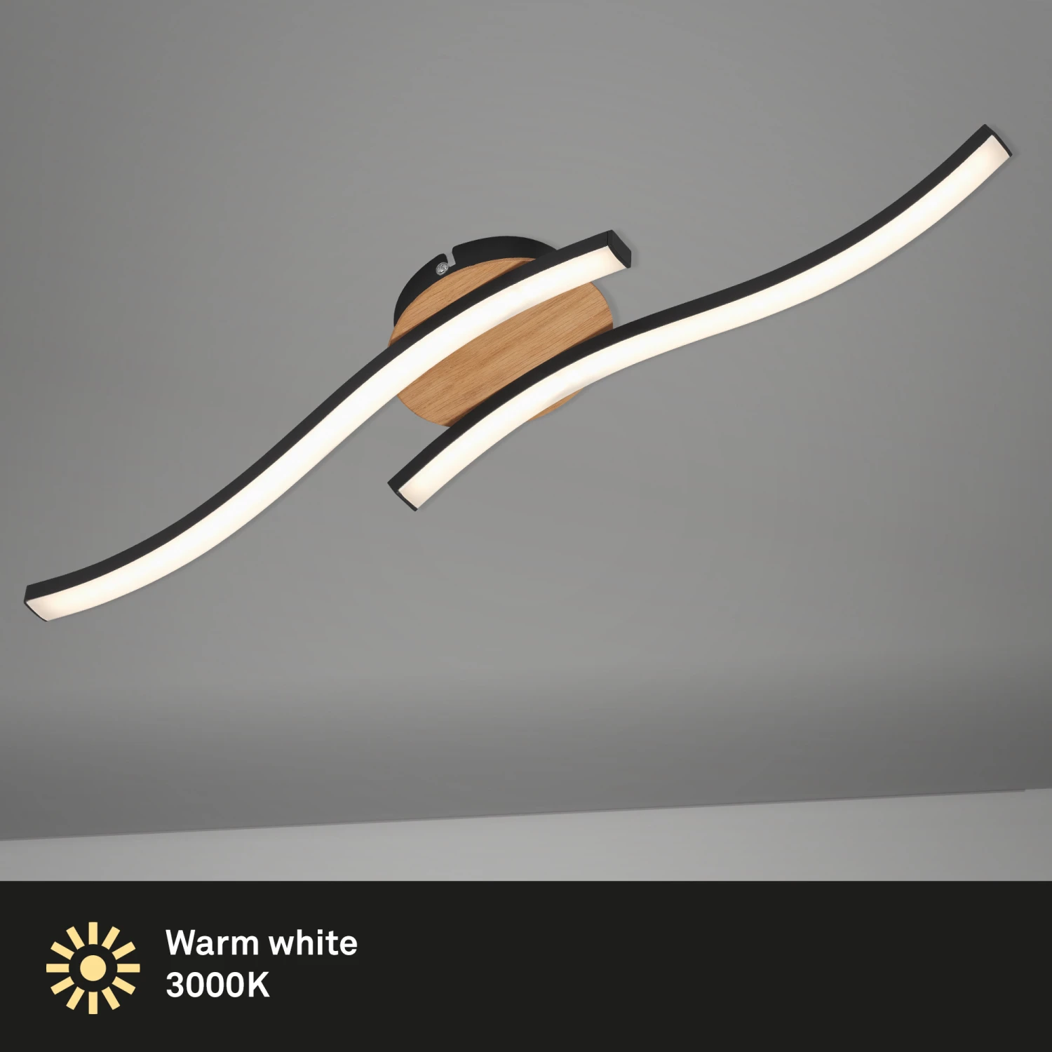 Briloner Deckenleuchte, Holz/schwarz, 2-flammig 7 Briloner Deckenleuchte, Holz/schwarz, 2-flammig – Bild 5