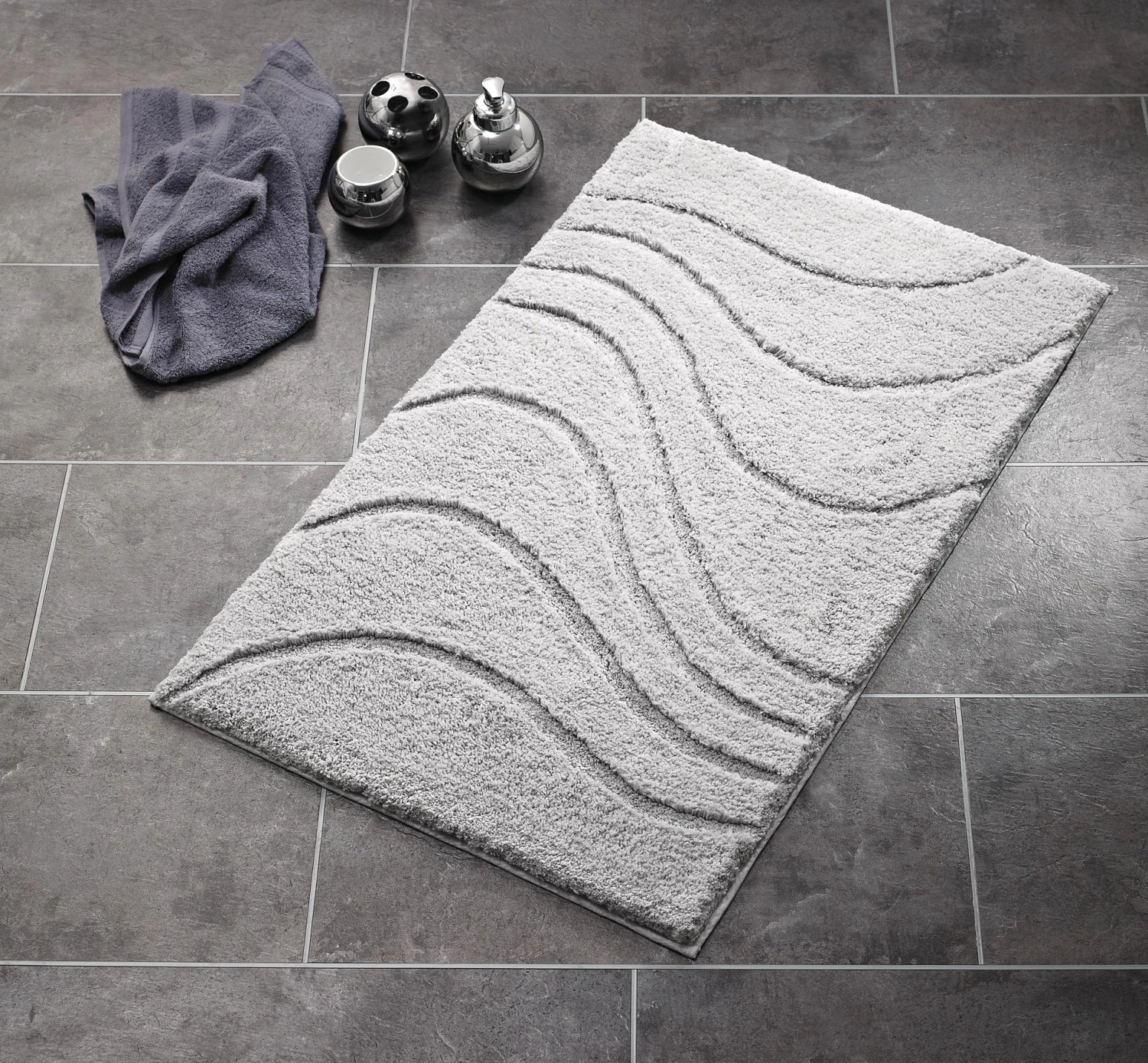 Ridder Badezimmerteppich La Ola, 60x90cm, Grau 4 Ridder Badezimmerteppich La Ola, 60x90cm, Grau – Bild 2