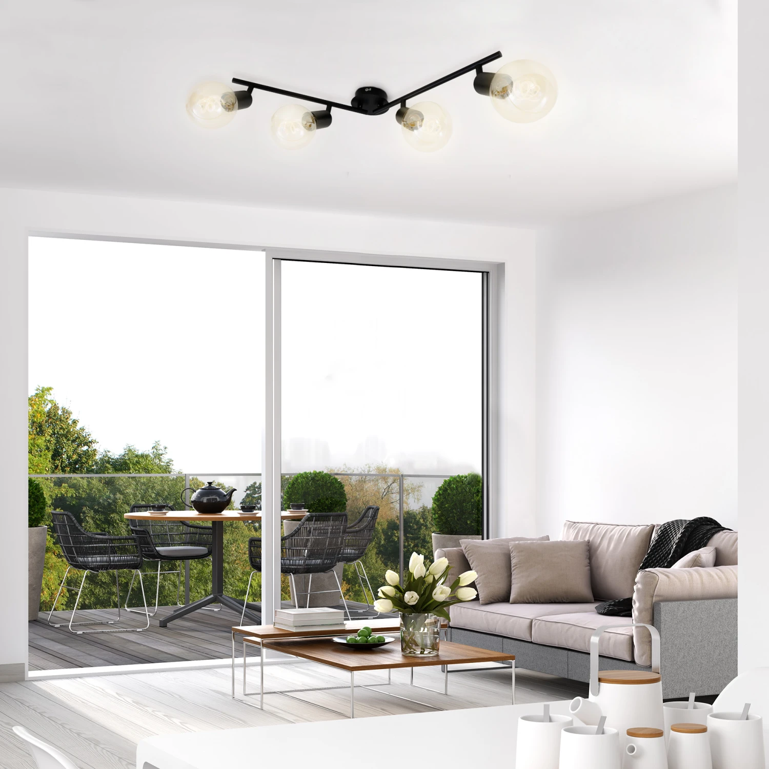 Briloner Deckenleuchte, Schwarz, 4-flammig 7 Briloner Deckenleuchte, Schwarz, 4-flammig – Bild 5