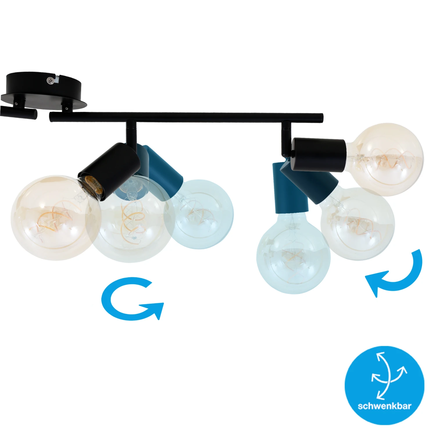 Briloner Deckenleuchte, Schwarz, 4-flammig 5 Briloner Deckenleuchte, Schwarz, 4-flammig – Bild 3