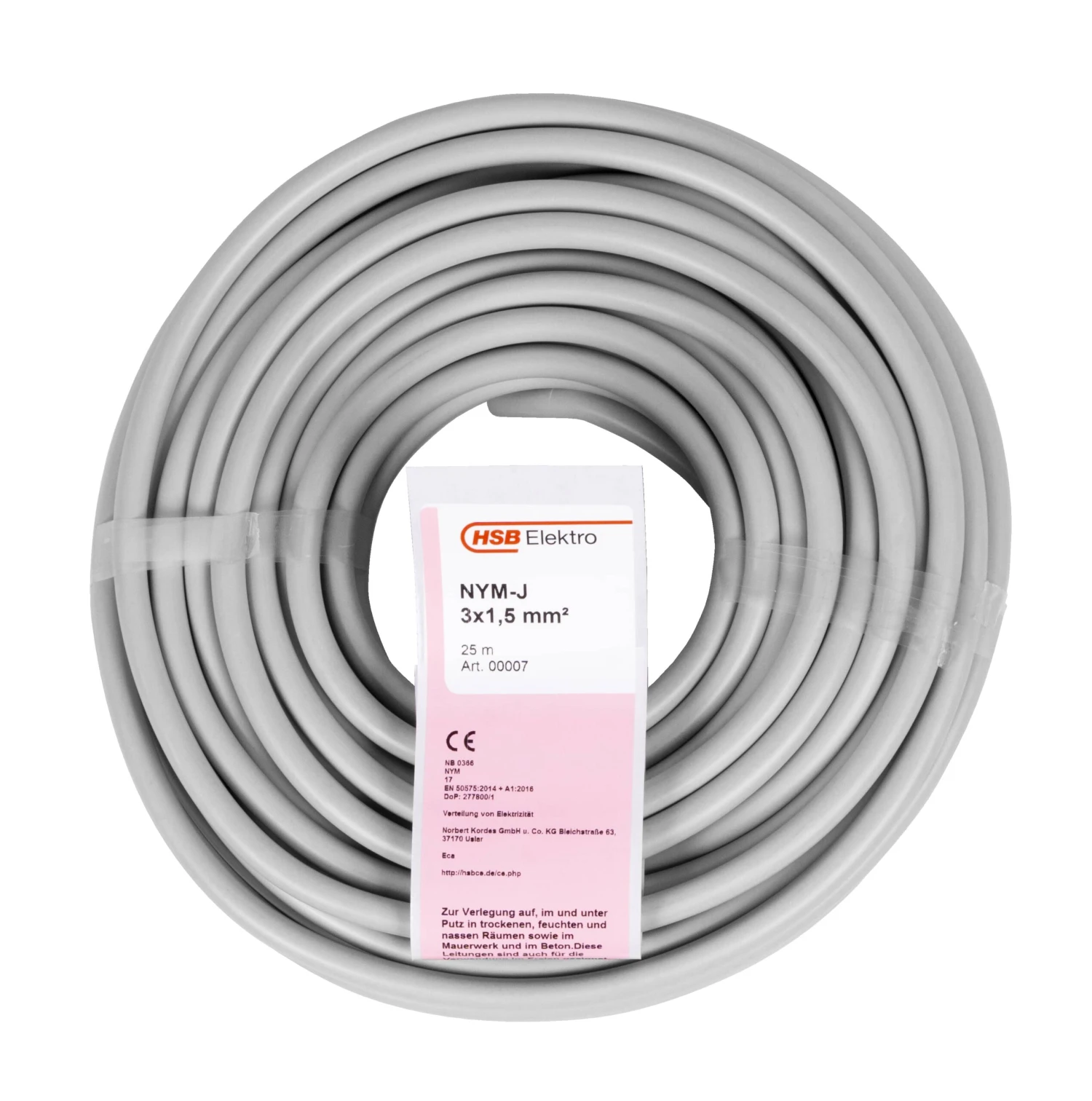 HSB Mantelleitung NYM-J3x1,5mm², 25m 3 HSB Mantelleitung NYM-J3x1,5mm², 25m