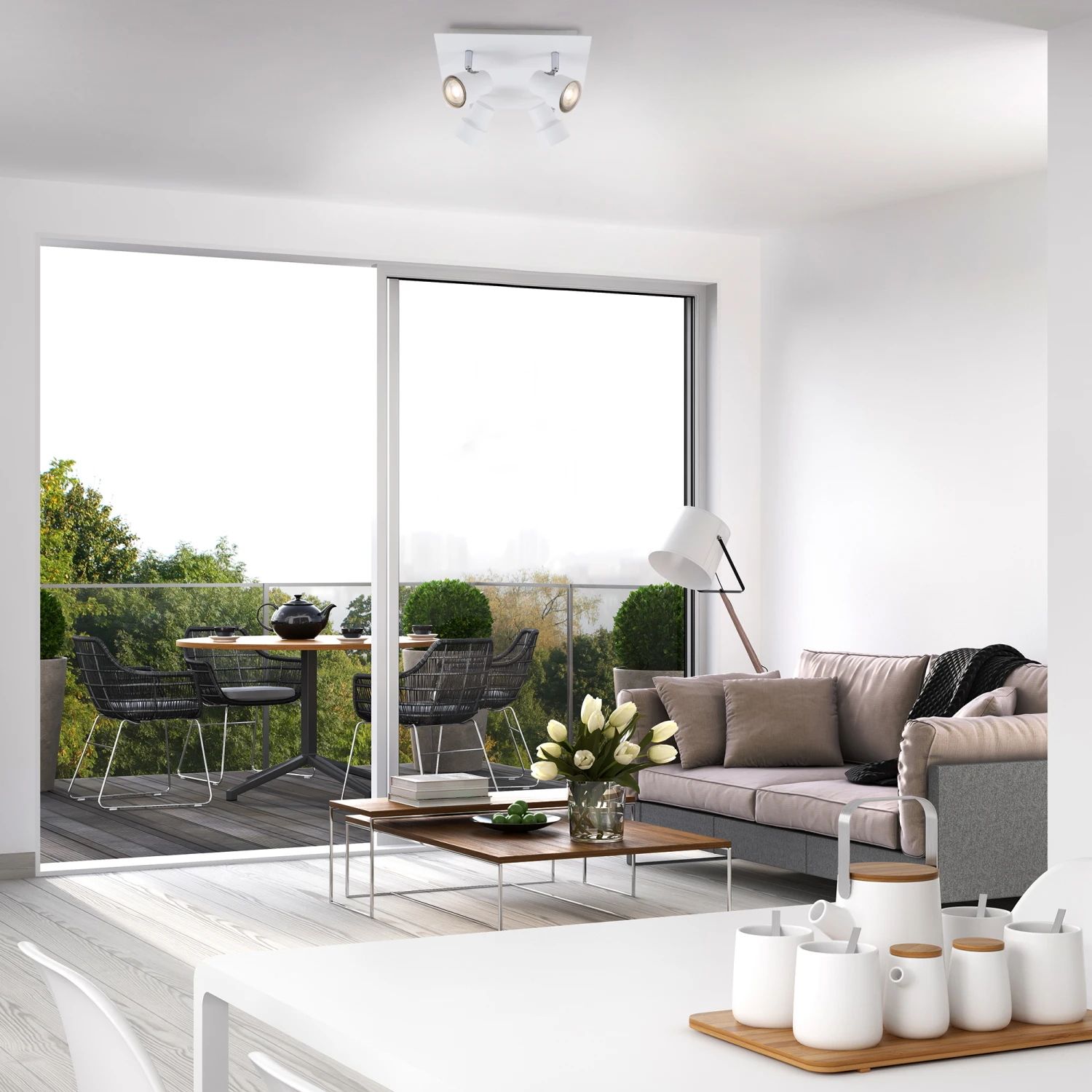 Briloner Deckenleuchte, Weiß, 4-flammig 6 Briloner Deckenleuchte, Weiß, 4-flammig – Bild 4