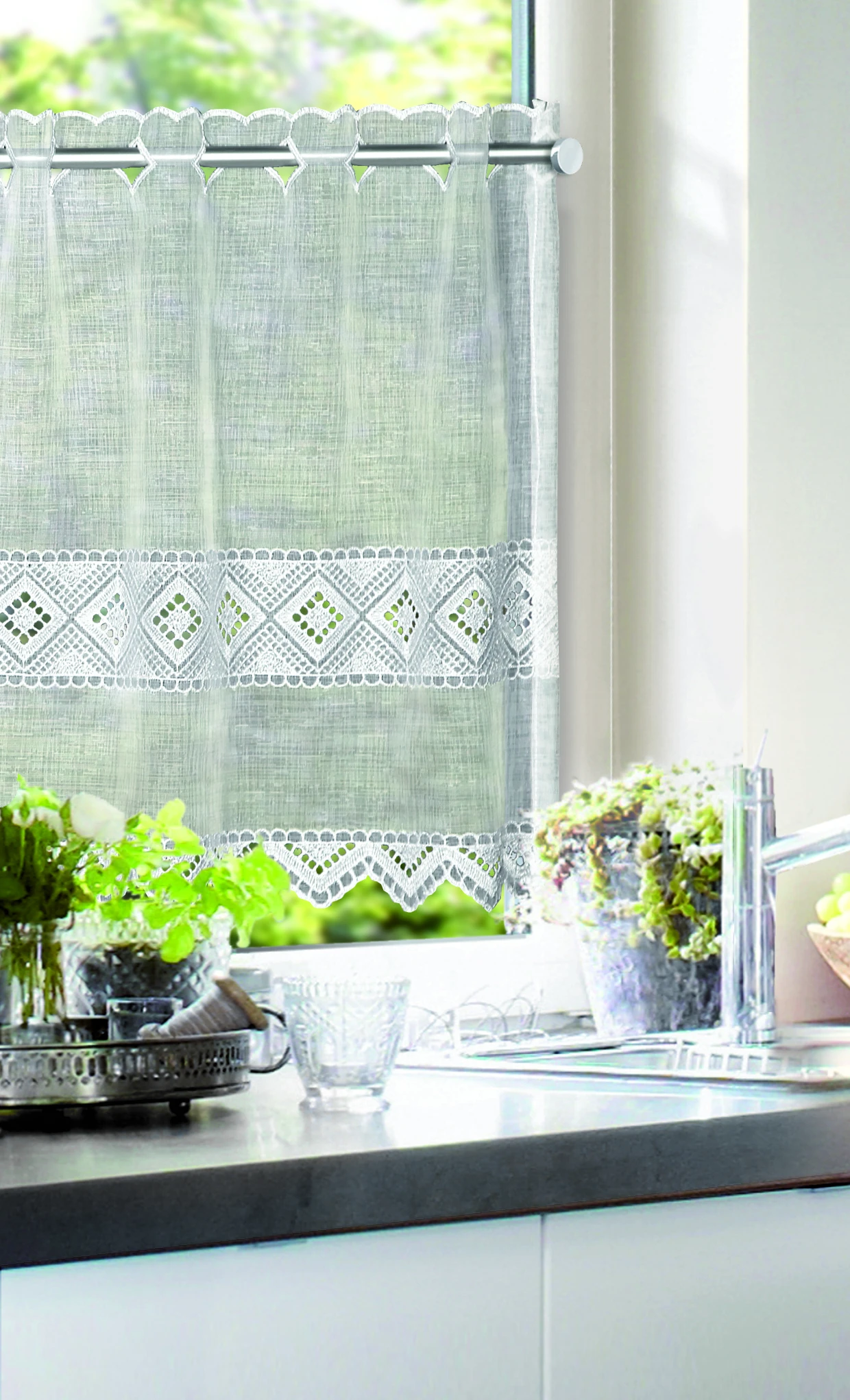 Albani Küchengardine Raute, Weiß 3 Albani Küchengardine Raute, Weiß