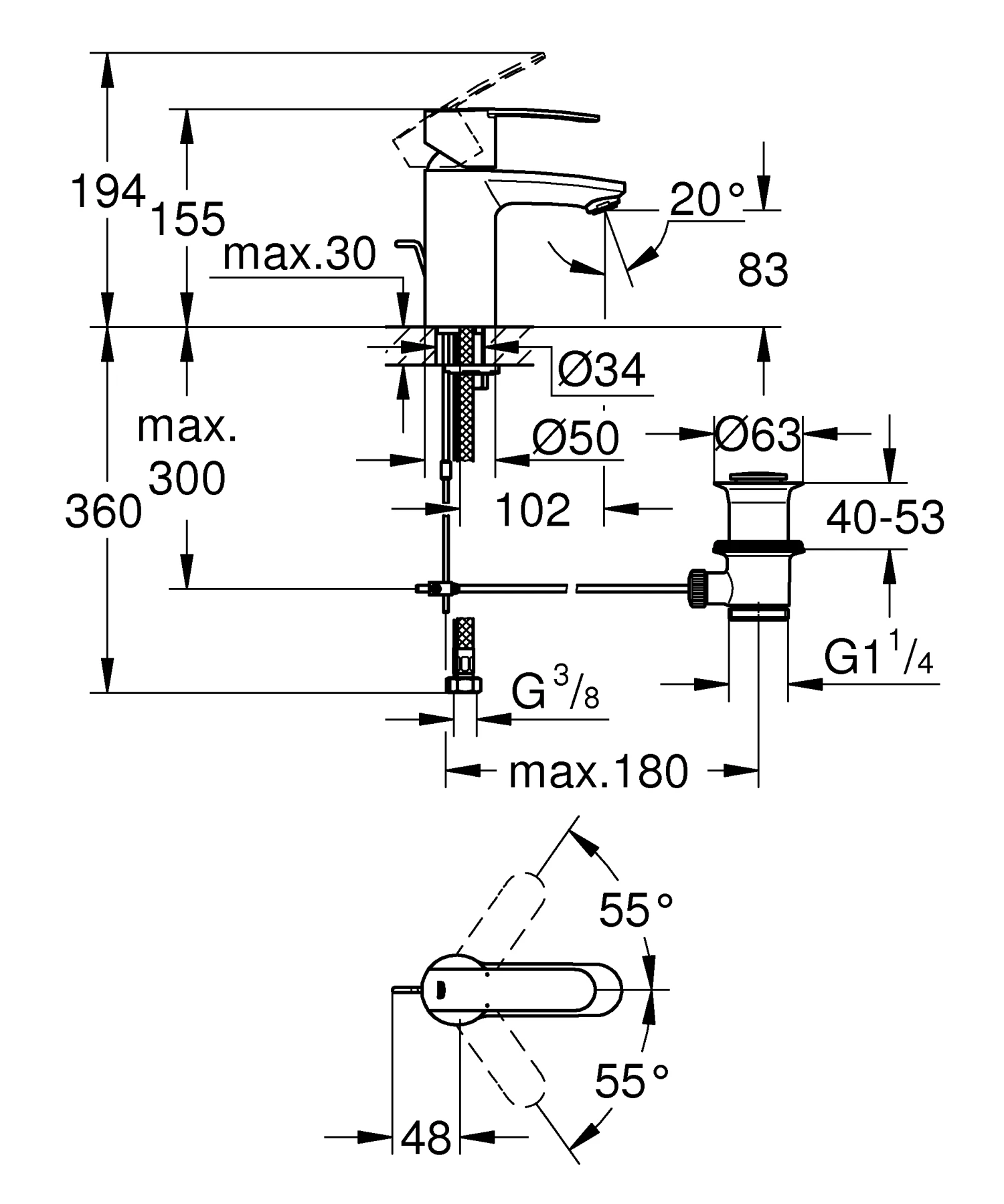 Grohe Wave Cosmopolitan Waschtisch-Einhebelmischer 5 Grohe Wave Cosmopolitan Waschtisch-Einhebelmischer – Bild 3