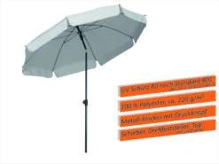 Schneider Schirm "Aquila", Ø 200 Cm, Silbergrau -Heimtextilien 550309 6