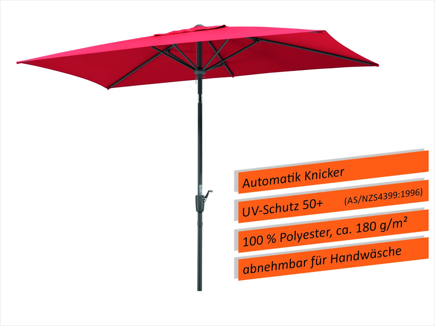 Schneider Schirm "Tunis", 270 X 150 Cm, Rot 4 Schneider Schirm "Tunis", 270 X 150 Cm, Rot – Bild 2