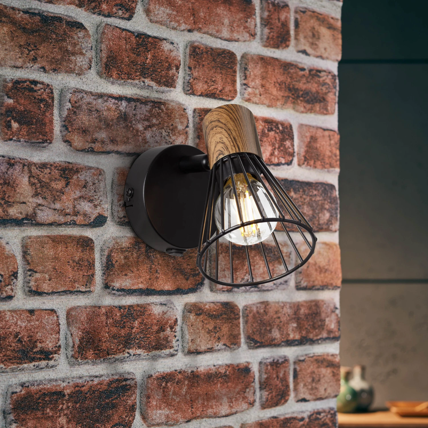 Brilliant Wandspot Manama, Holz/Dunkel 4 Brilliant Wandspot Manama, Holz/Dunkel – Bild 2