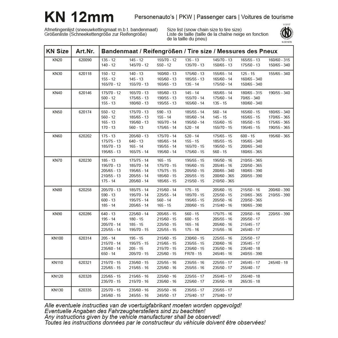 ProPlus Schneeketten KN120, 12 Mm 5 ProPlus Schneeketten KN120, 12 Mm – Bild 3