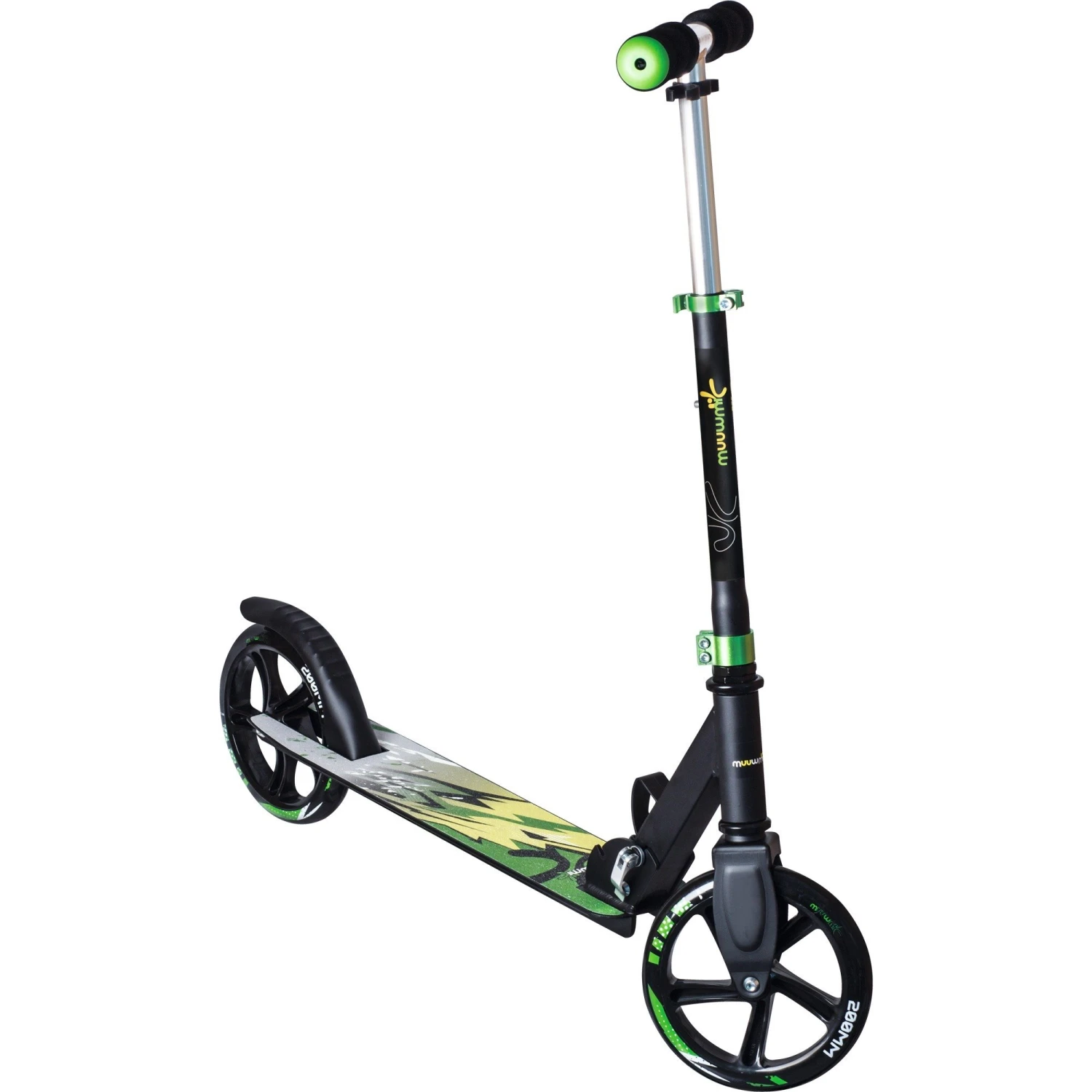 Muuwmi Alu Scooter 200 Mm, Schwarz/grün/gelb 3 Muuwmi Alu Scooter 200 Mm, Schwarz/grün/gelb