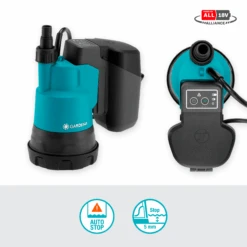 Gardena Akku Klarwasser-Tauchpumpe 2000/2 Set -Heimtextilien su 311861